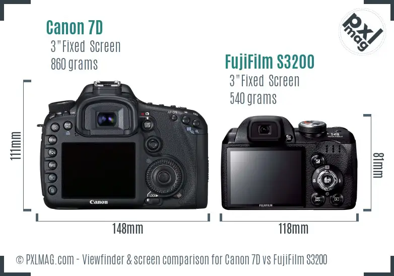 Canon 7D vs FujiFilm S3200 Screen and Viewfinder comparison Canon 7D vs FujiFilm S3200 Screen and Viewfinder comparison