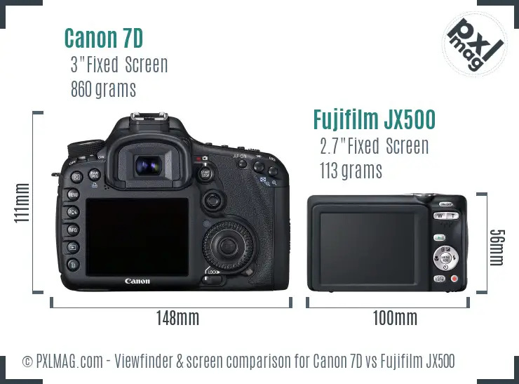 Canon 7D vs Fujifilm JX500 Screen and Viewfinder comparison