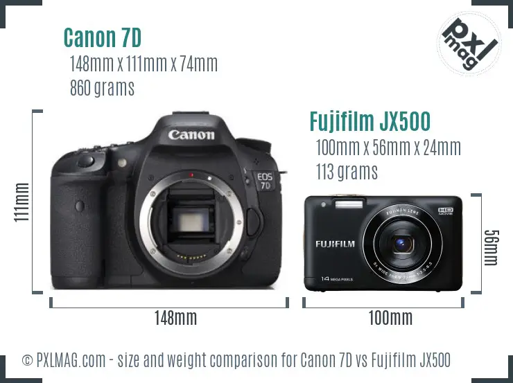 Canon 7D vs Fujifilm JX500 size comparison