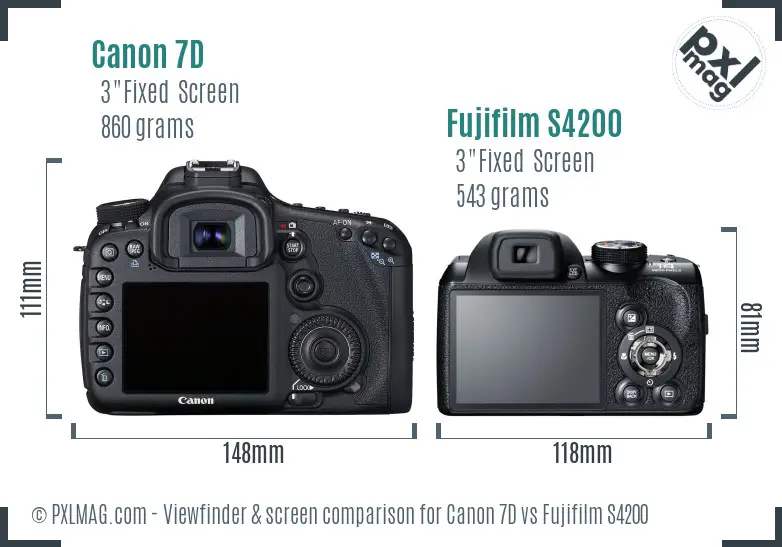 Canon 7D vs Fujifilm S4200 Screen and Viewfinder comparison