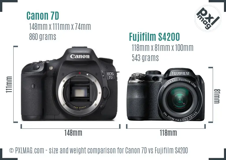 Canon 7D vs Fujifilm S4200 size comparison