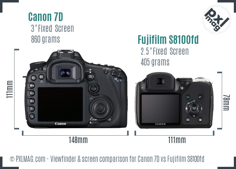 Canon 7D vs Fujifilm S8100fd Screen and Viewfinder comparison