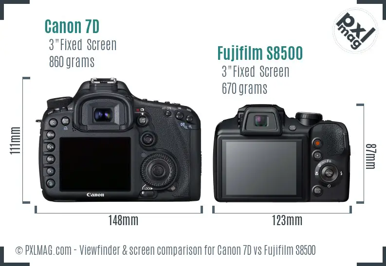 Canon 7D vs Fujifilm S8500 Screen and Viewfinder comparison