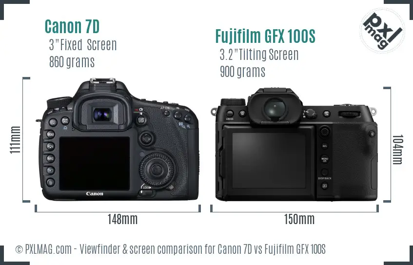 Canon 7D vs Fujifilm GFX 100S Screen and Viewfinder comparison