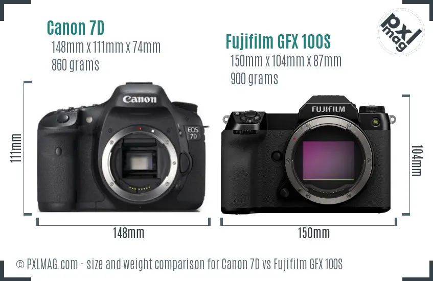 Canon 7D vs Fujifilm GFX 100S size comparison