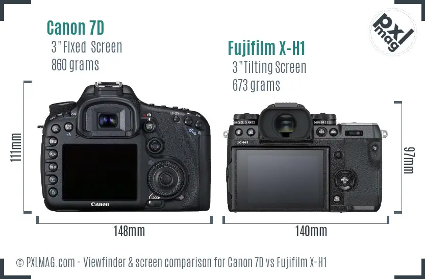Canon 7D vs Fujifilm X-H1 Screen and Viewfinder comparison