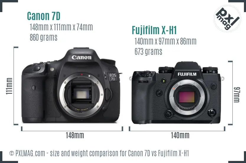 Canon 7D vs Fujifilm X-H1 size comparison
