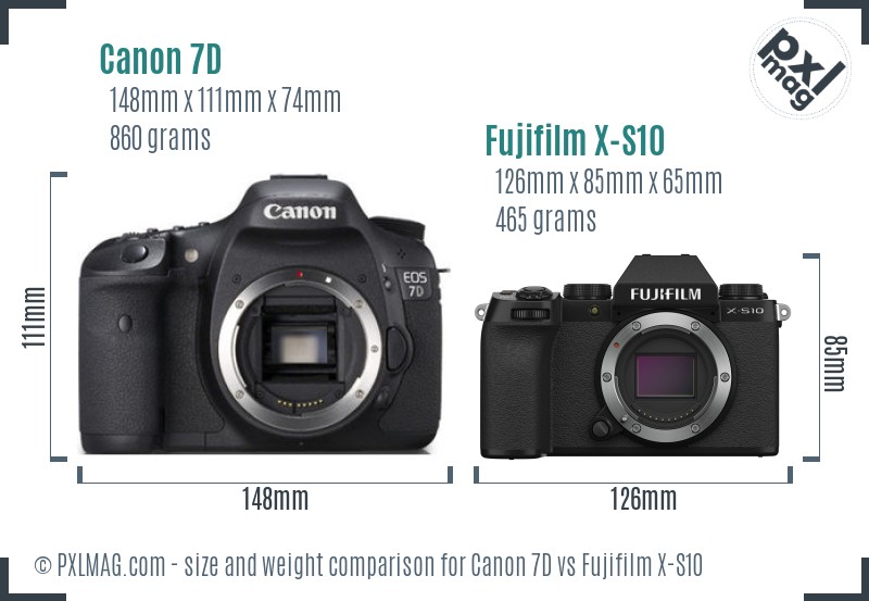 Canon 7D vs Fujifilm X-S10 size comparison