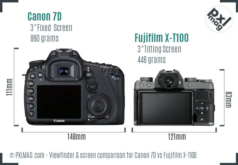 Canon 7D vs Fujifilm X-T100 Screen and Viewfinder comparison Canon 7D vs Fujifilm X-T100 Screen and Viewfinder comparison
