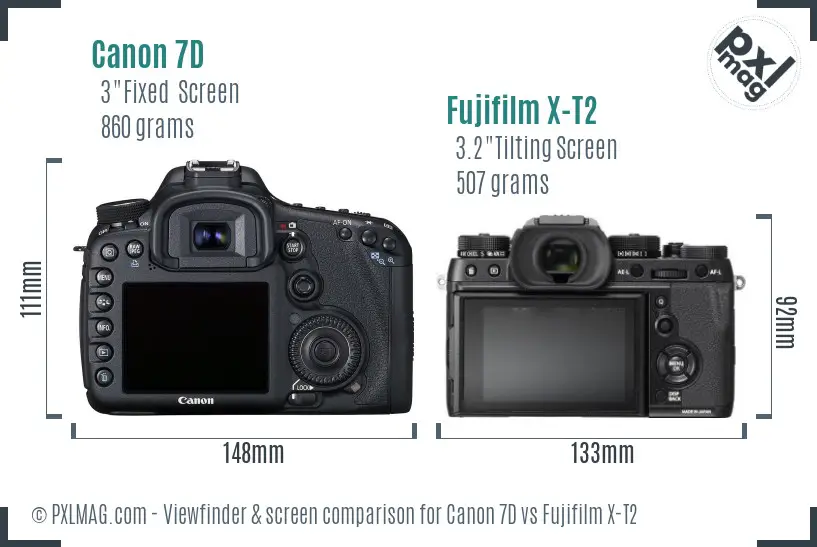 Canon 7D vs Fujifilm X-T2 Screen and Viewfinder comparison Canon 7D vs Fujifilm X-T2 Screen and Viewfinder comparison