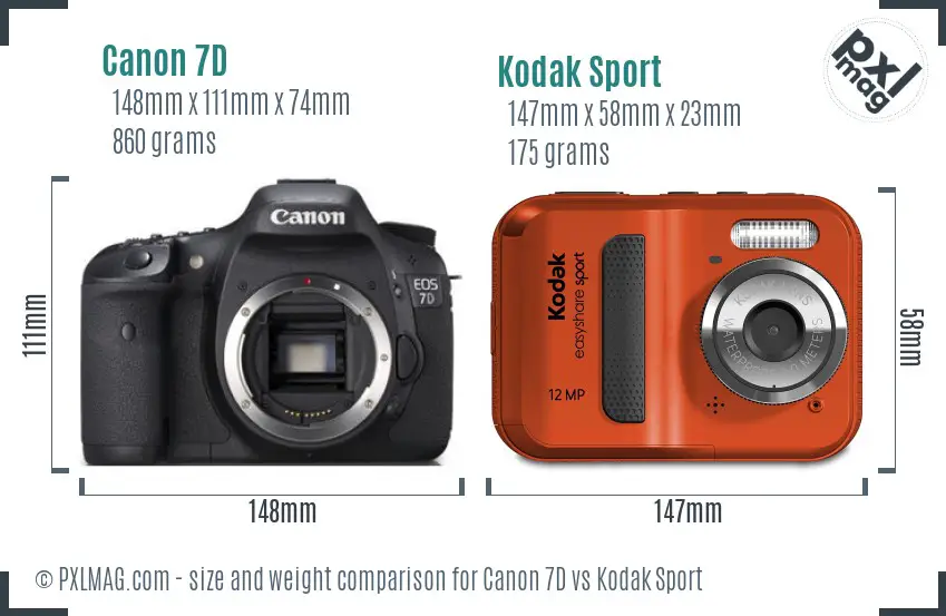Canon 7D vs Kodak Sport size comparison