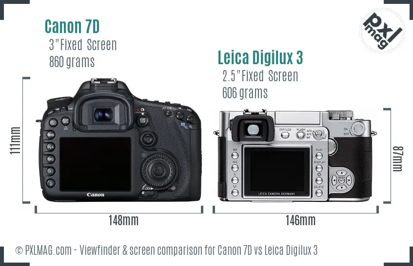 Canon 7D vs Leica Digilux 3 Screen and Viewfinder comparison