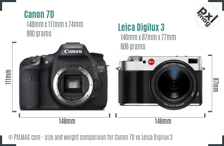 Canon 7D vs Leica Digilux 3 size comparison
