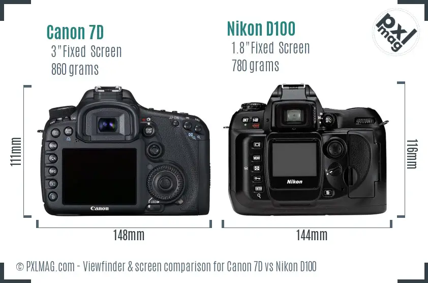 Canon 7D vs Nikon D100 Screen and Viewfinder comparison