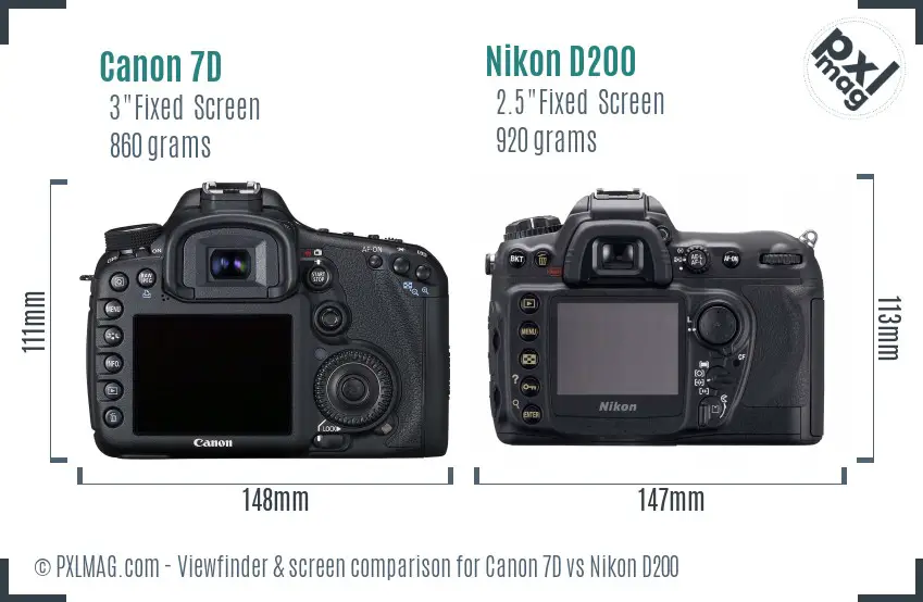 Canon 7D vs Nikon D200 Screen and Viewfinder comparison