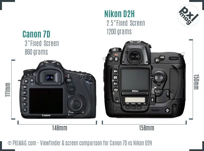 Canon 7D vs Nikon D2H Screen and Viewfinder comparison Canon 7D vs Nikon D2H Screen and Viewfinder comparison