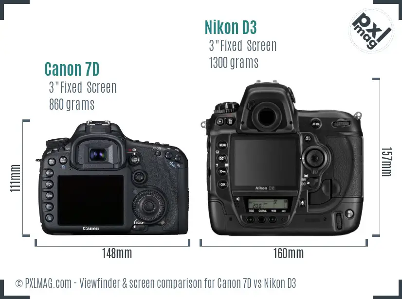 Canon 7D vs Nikon D3 Screen and Viewfinder comparison