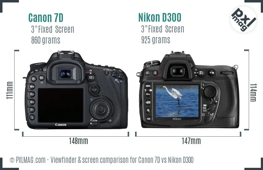 Canon 7D vs Nikon D300 Screen and Viewfinder comparison