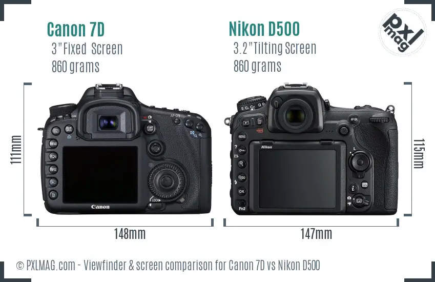 Canon 7D vs Nikon D500 Screen and Viewfinder comparison