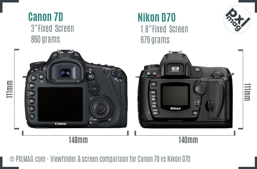 Canon 7D vs Nikon D70 Screen and Viewfinder comparison