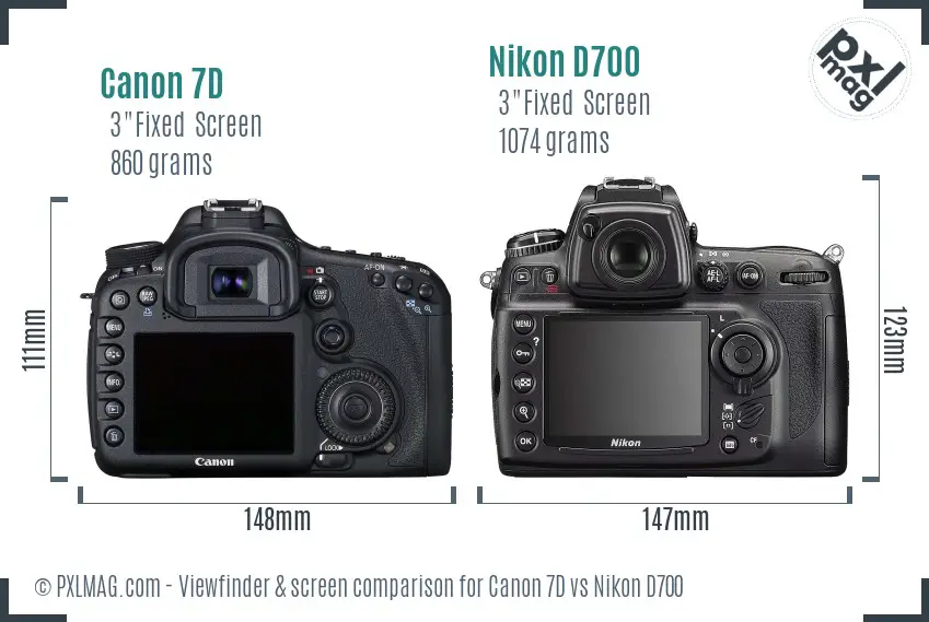 Canon 7D vs Nikon D700 Screen and Viewfinder comparison