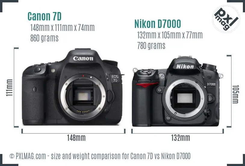 Canon 7D vs Nikon D7000 size comparison