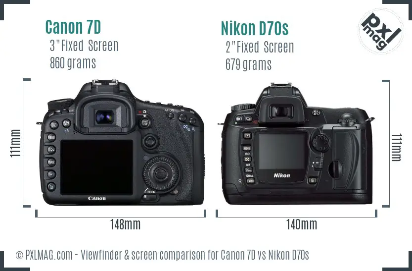 Canon 7D vs Nikon D70s Screen and Viewfinder comparison