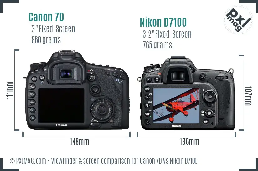 Canon 7D vs Nikon D7100 Screen and Viewfinder comparison