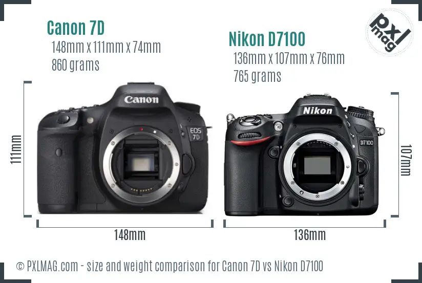 Canon 7D vs Nikon D7100 size comparison