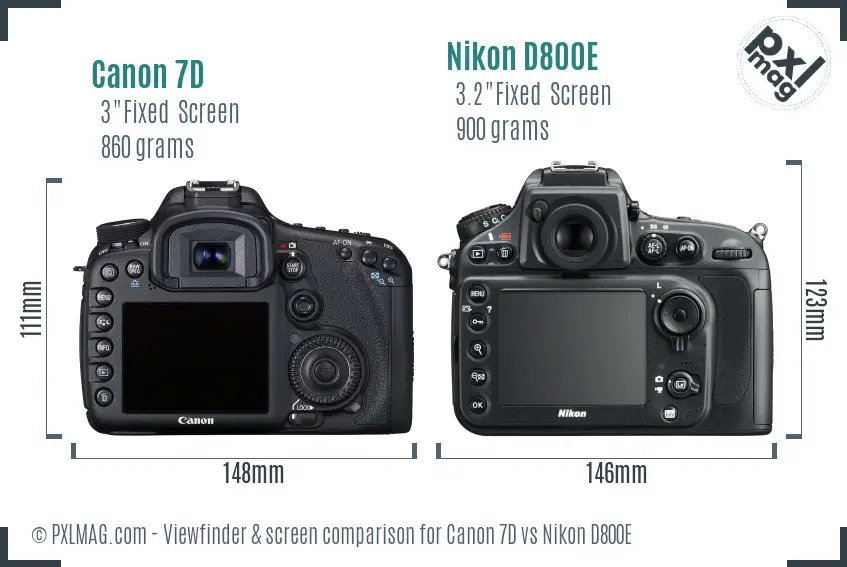 Canon 7D vs Nikon D800E Screen and Viewfinder comparison
