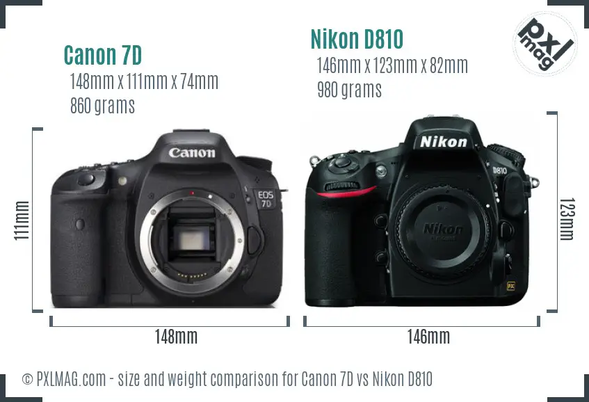 Canon 7D vs Nikon D810 size comparison
