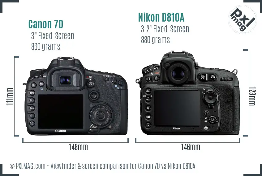 Canon 7D vs Nikon D810A Screen and Viewfinder comparison