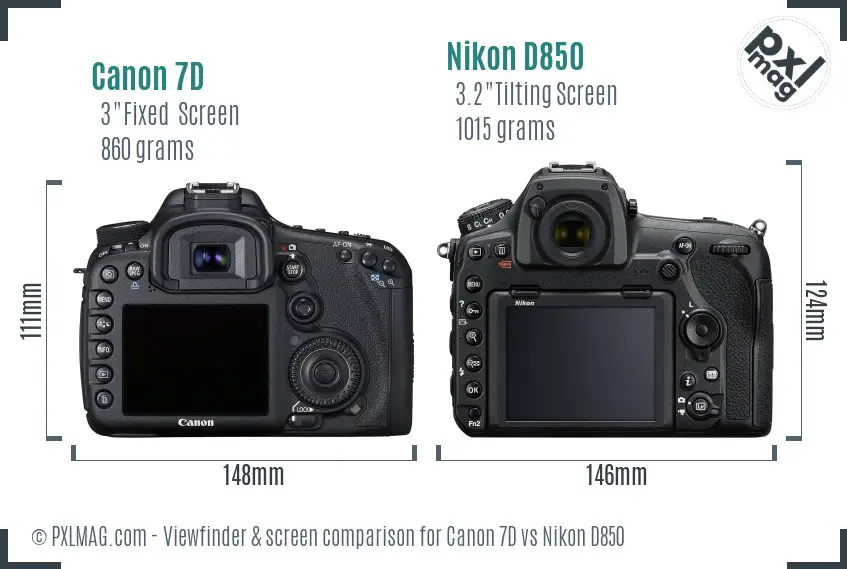 Canon 7D vs Nikon D850 Screen and Viewfinder comparison