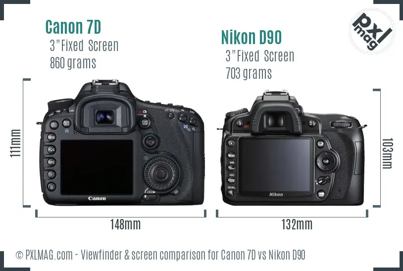 Canon 7D vs Nikon D90 Screen and Viewfinder comparison