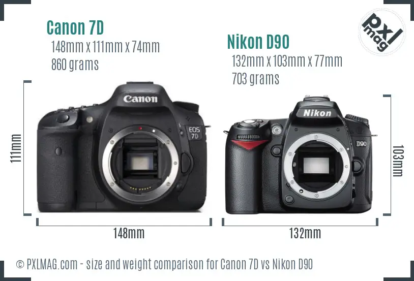 Canon 7D vs Nikon D90 size comparison