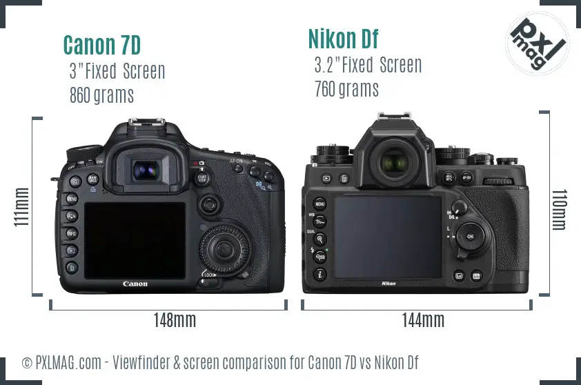 Canon 7D vs Nikon Df Screen and Viewfinder comparison