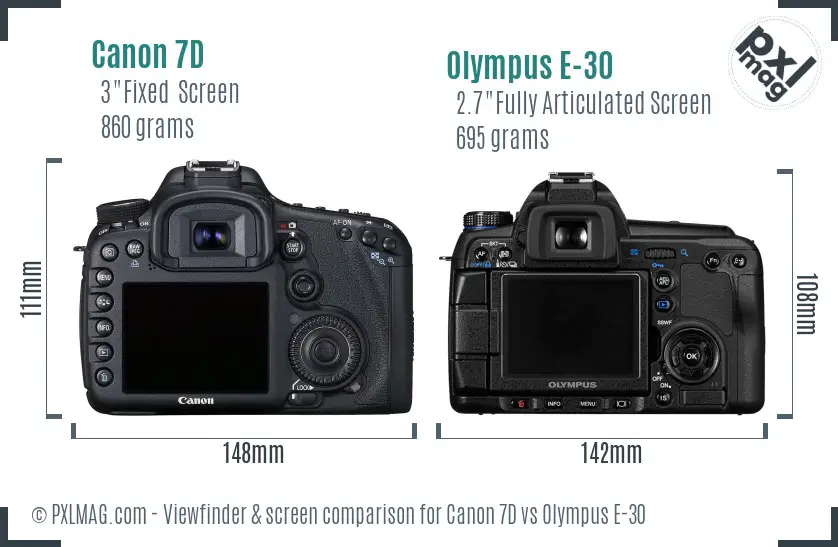 Canon 7D vs Olympus E-30 Screen and Viewfinder comparison