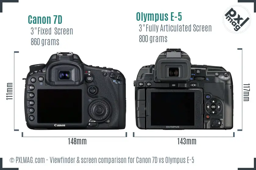 Canon 7D vs Olympus E-5 Screen and Viewfinder comparison