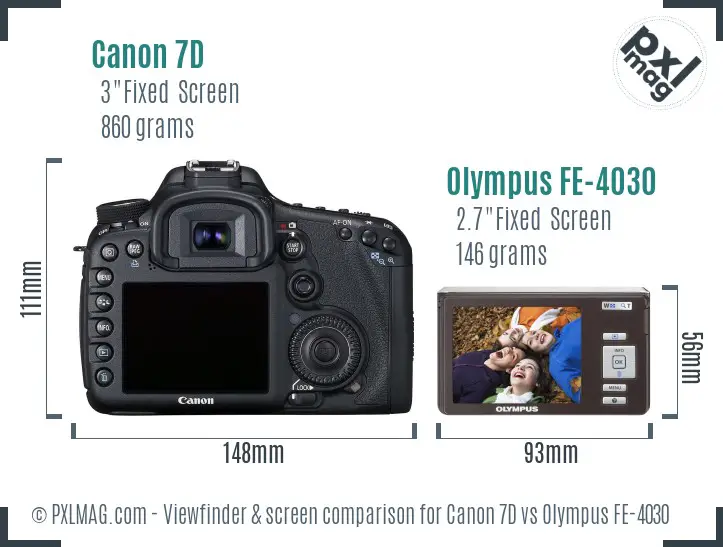 Canon 7D vs Olympus FE-4030 Screen and Viewfinder comparison