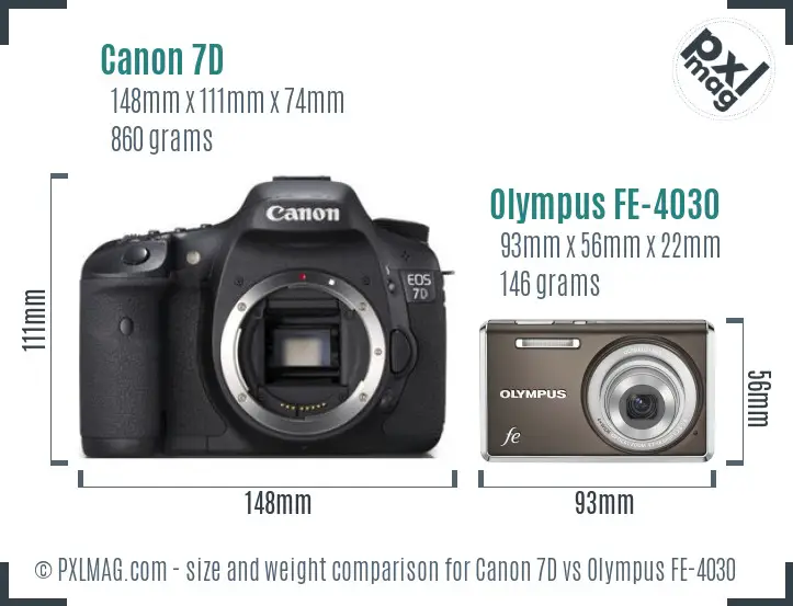 Canon 7D vs Olympus FE-4030 size comparison