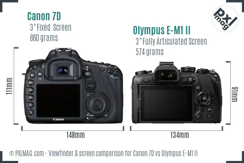 Canon 7D vs Olympus E-M1 II Screen and Viewfinder comparison Canon 7D vs Olympus E-M1 II Screen and Viewfinder comparison