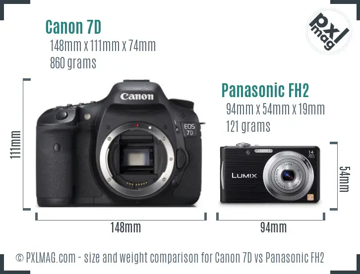 Canon 7D vs Panasonic FH2 size comparison