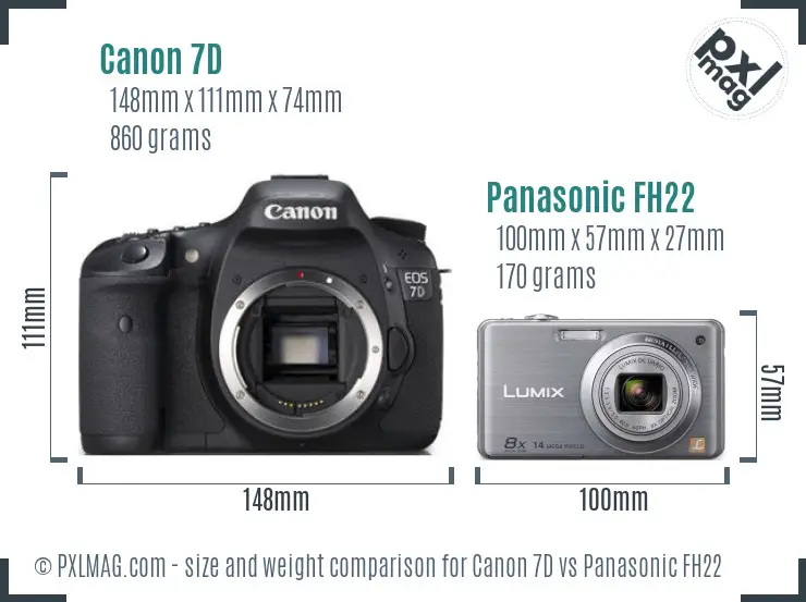 Canon 7D vs Panasonic FH22 size comparison