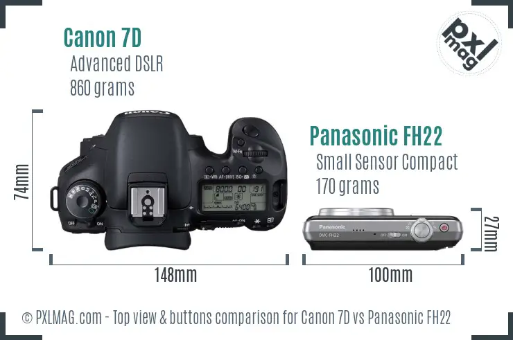 Canon 7D vs Panasonic FH22 top view buttons comparison