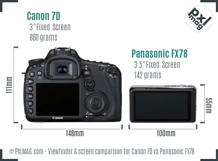 Canon 7D vs Panasonic FX78 Screen and Viewfinder comparison
