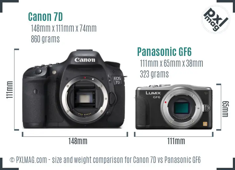 Canon 7D vs Panasonic GF6 size comparison