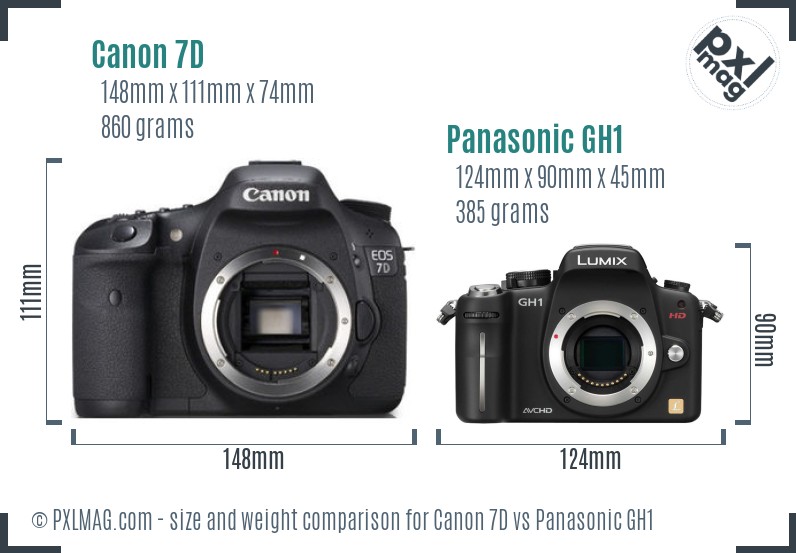 Canon 7D vs Panasonic GH1 size comparison