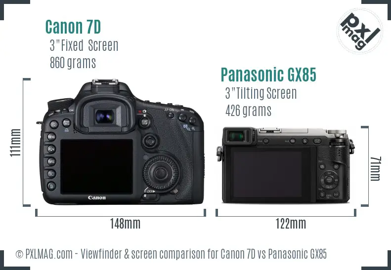Canon 7D vs Panasonic GX85 Screen and Viewfinder comparison