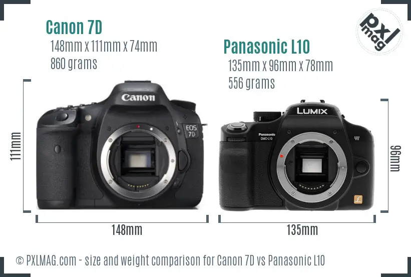 Canon 7D vs Panasonic L10 size comparison Canon 7D vs Panasonic L10 size comparison