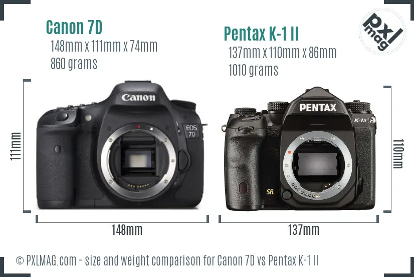 Canon 7D vs Pentax K-1 II size comparison